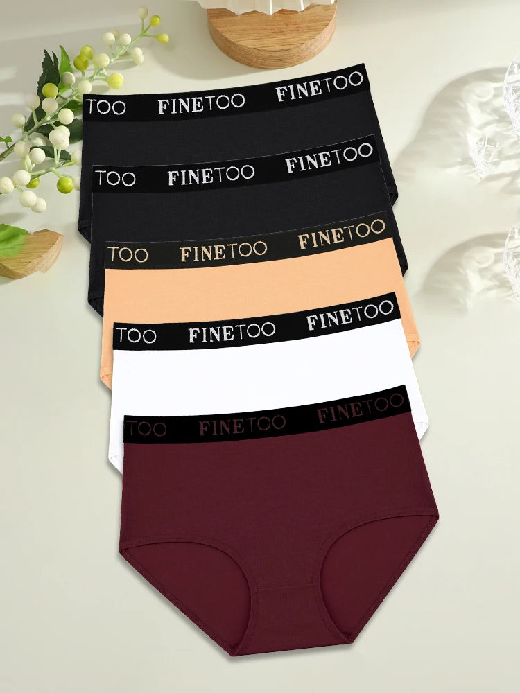 FINETOO 5PCS Cotton Seamless High Waist Underwear, Women's Belts Panties Low Waist, Plus Size Lingerie New.