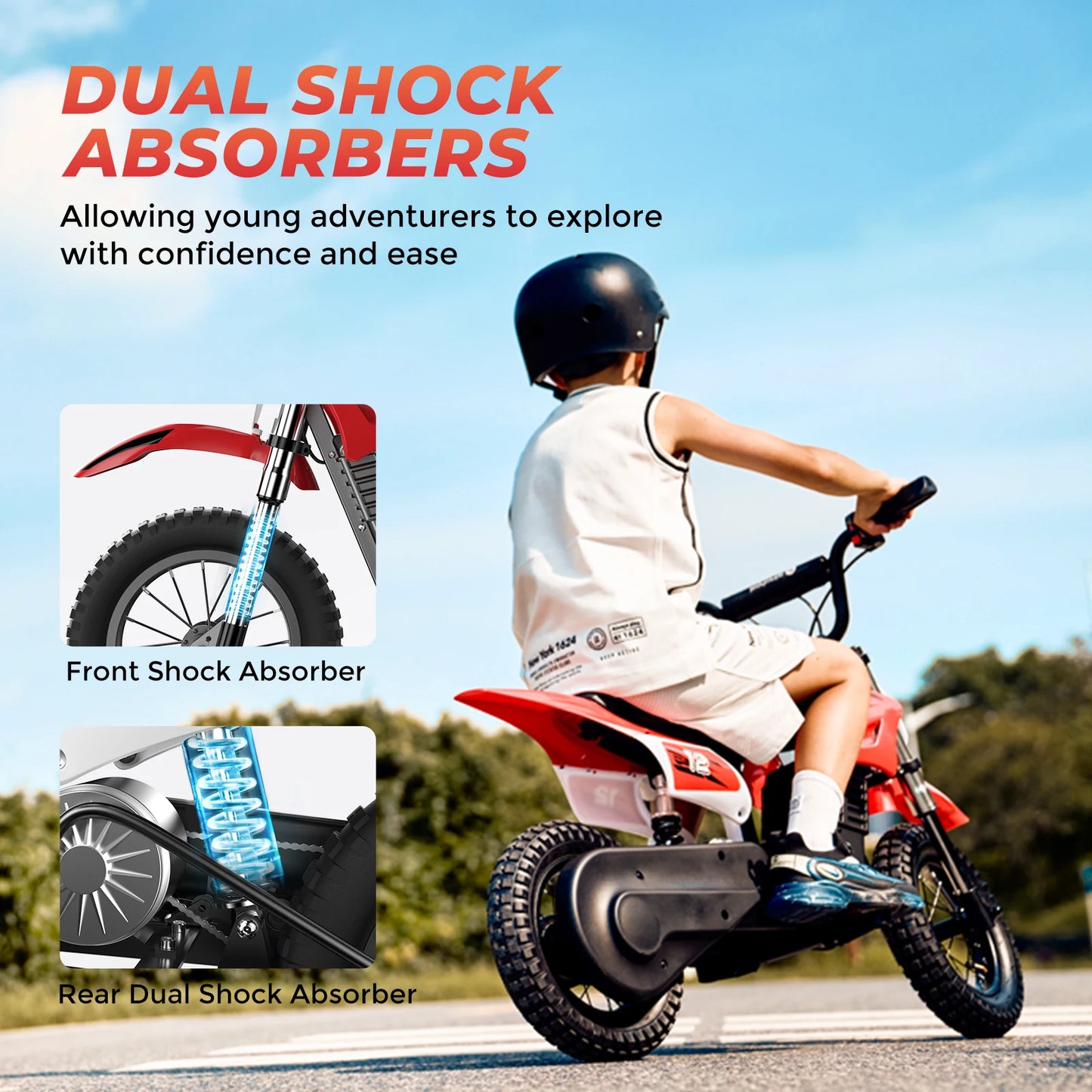 A12 Children's Electric Bicycle, 36V 5.2Ah Battery,350W Motor 12 inch inflatable tire City E-bike.