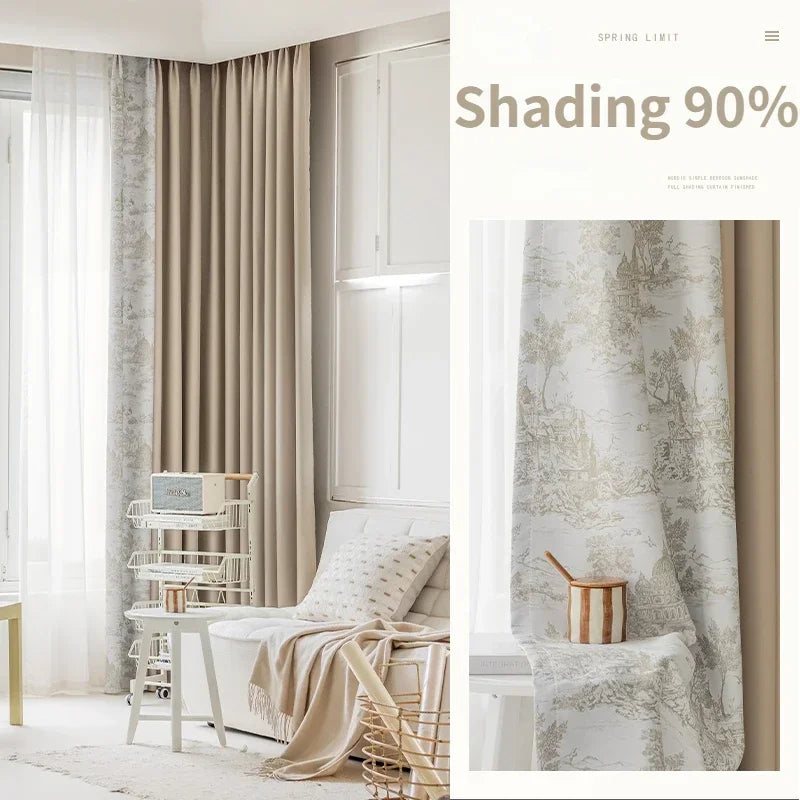 French Pastoral Style Drapes Light Luxury Bedroom Blackout Curtains