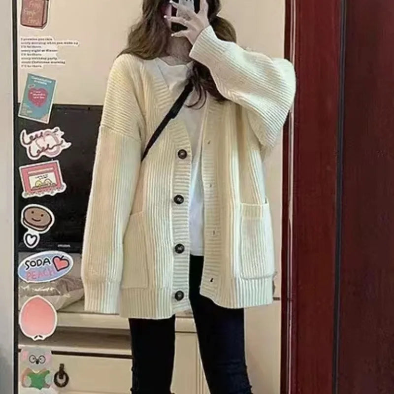 Women Cardigan Sweater, Fashion Long Sleeve V-neck  Casual Sweater.