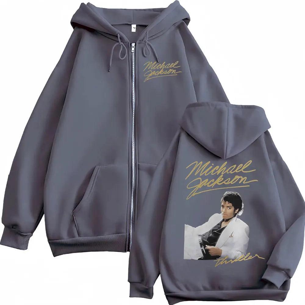 Michael Jackson King of Pop Bad Era, Tour Zip Up Hoodie Men, Women Classic Hip Hop Jacket Sweatshirts.