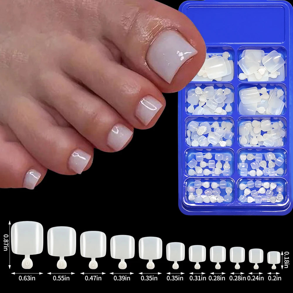100PCS Short Square False Toenail Tips, Full Cover Acrylic Nail Art.