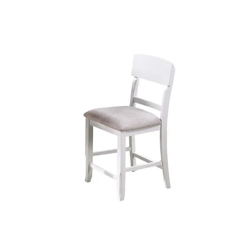 Classic 7-Piece Counter Height Dining Set, with Antique White and Gray Table, Lazy Susan, Built-in Leaf, and 6 High Chairs.