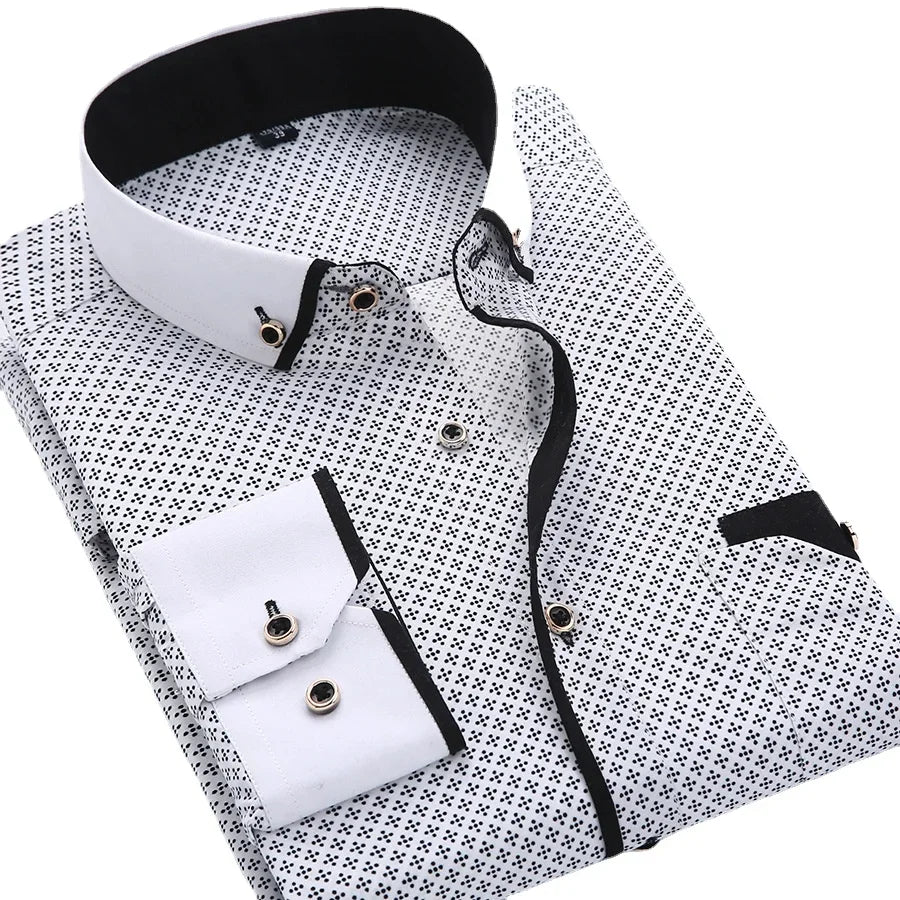 Floral Button Down Men Shirt Brand 2024, Male High Quality Long Sleeve Shirts.