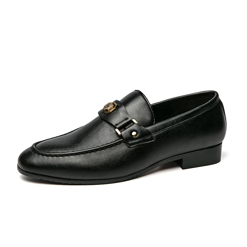 New Black Loafers, Men Slip-On Round Toe Fashion Dress Shoes, for Men Size 38-47.
