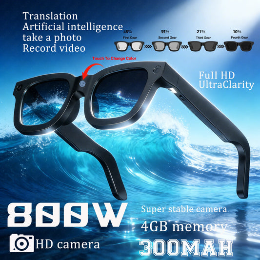 2026 New AI Smart Glasses 8MP HD Camera, 4GB Memory AI Translation, Shooting Everything Recognition Smart Glasses, 300MAH Men Women.