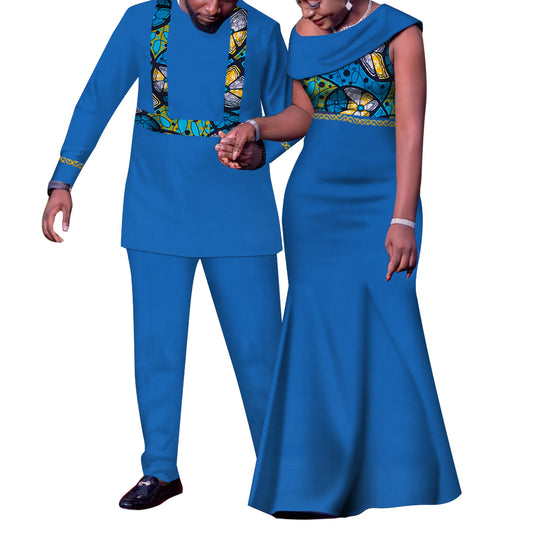 African Couple Outfits Match Sets Dashiki, African Men suit ,and Dresses for Women Couple Clothing WYQ905.