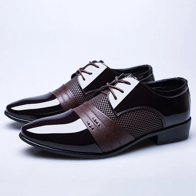 New British Men Leather Shoes, Classic Pointed Toe Formal.