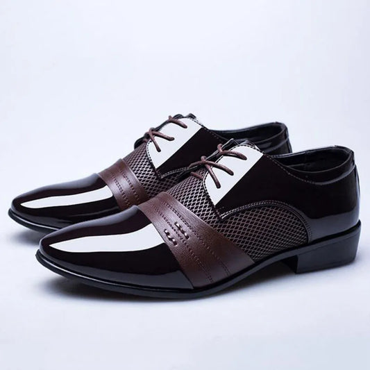 New British Men Leather Shoes, Classic Pointed Toe Formal.
