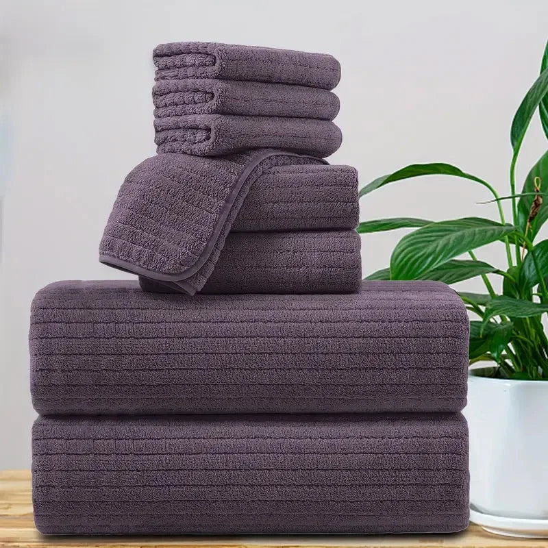8 Pcs Bath Towel Set - Included 4 Washcloths, 2 Face Towels & 2 Bath Towels.