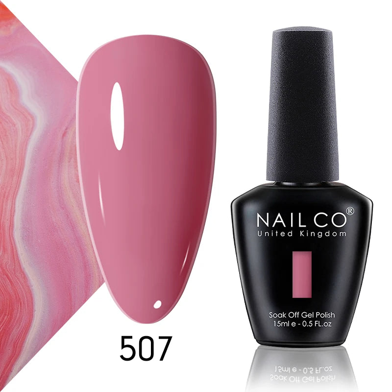 NAILCO 15ml Color Gel Nail Polish Soak Off, Hybrid Varnishes Manicure, UV&LED Nail Gel Semi Permanent Lacquer Base Top Coat.