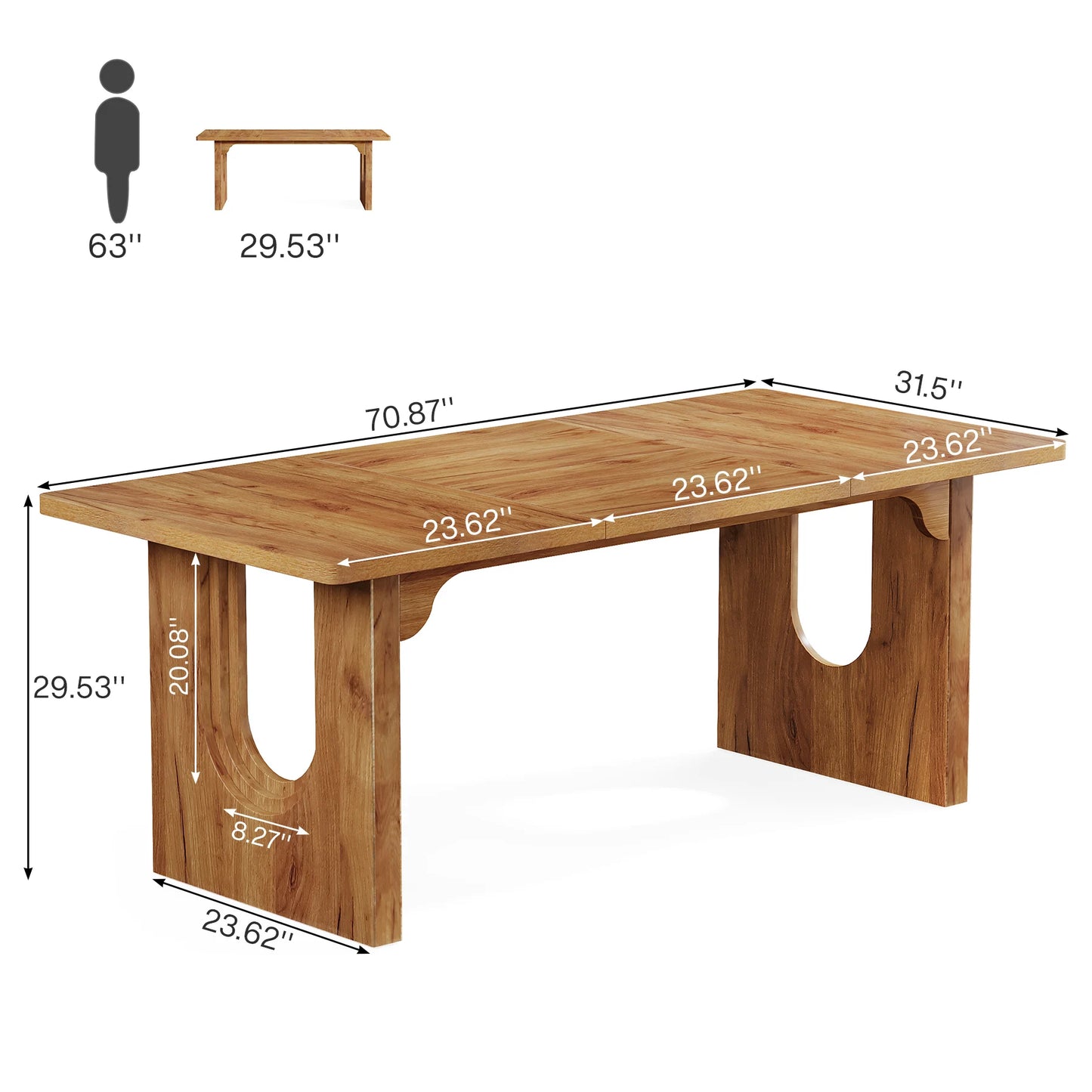 Modern Dining Table for 6 to 8 People, 71" Large Kitchen Dining Table.