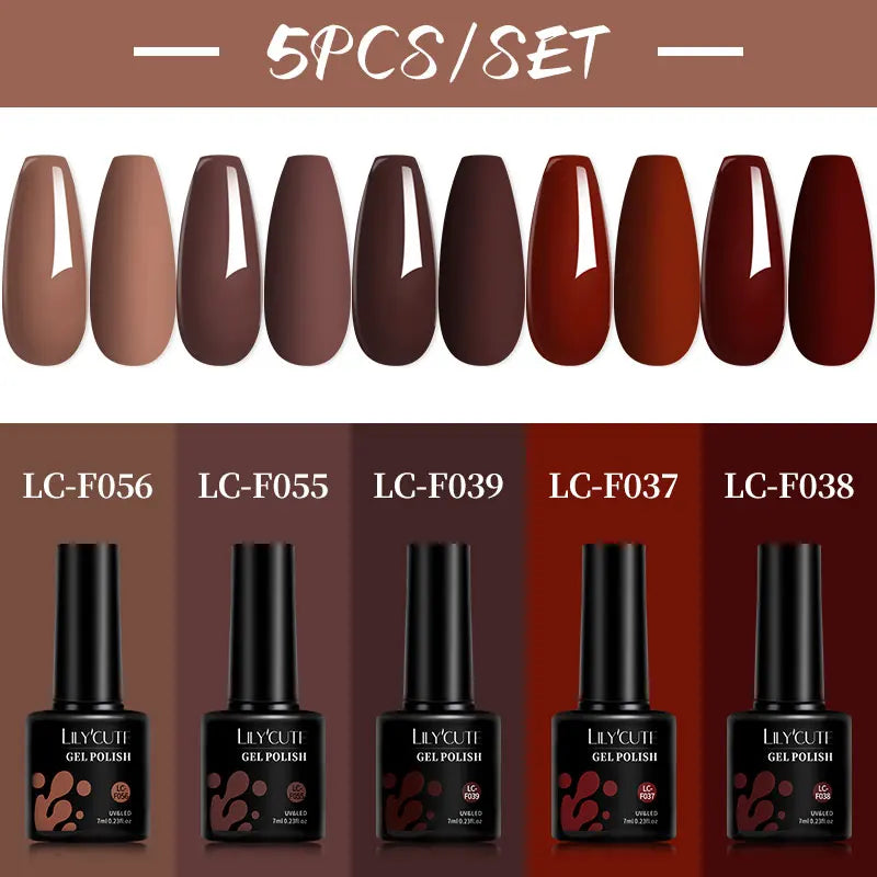 LILYCUTE 4/5Pcs/Set 7ML Nude Pink Gel Nail Polish, and Translucent Jelly Nail Art Gel, Semi Permanent Design Manicure Set.