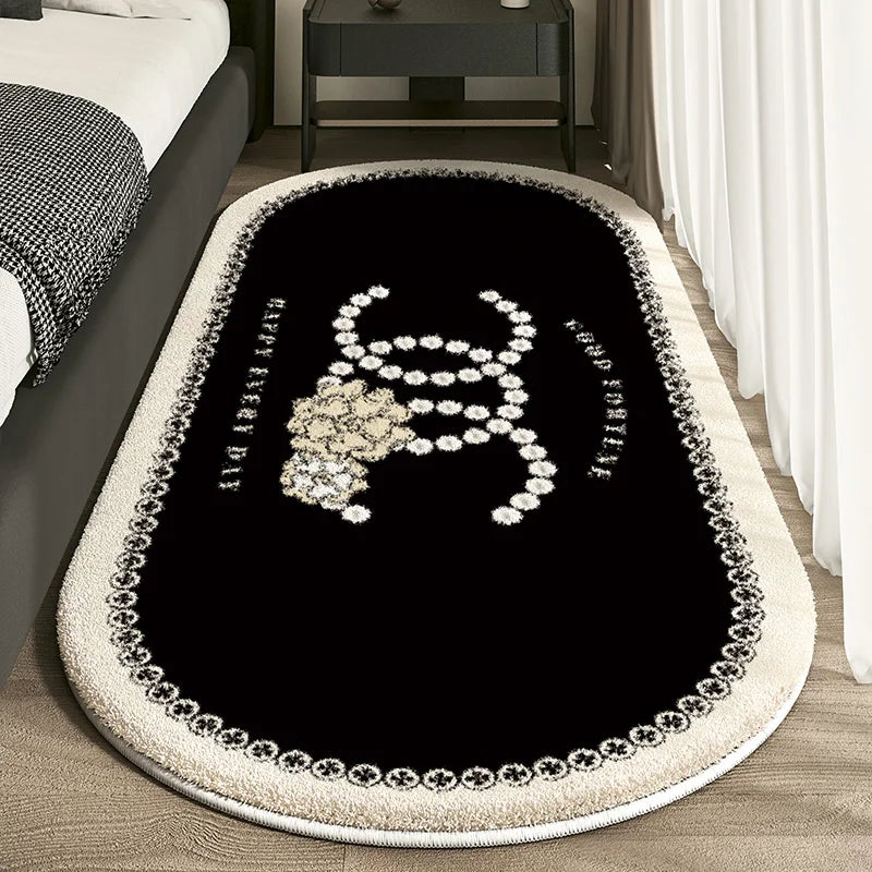 VIKAMA Flannel Fabric Carpet Oval-Shaped Anti-Slip Carpet High-End Texture.