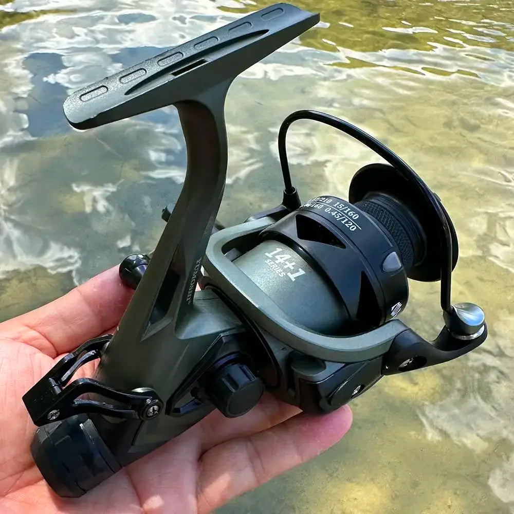 Dual Brake Spinning Reel Lightweight Front Rear Brakes, Aluminum Alloy Spool ,All Waters Fishing.