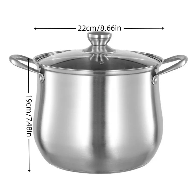 1pc Large Stainless Steel Stock Pot - Ideal for Soups, Stews, and More - Durable, Easy to Clean - Essential Kitchen Gadget.