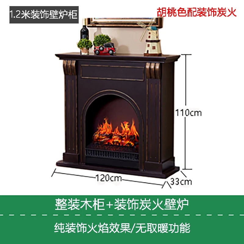 Natural Wood Living Room Fireplace Rustic  Decoration