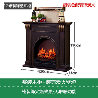 Natural Wood Living Room Fireplace Rustic  Decoration