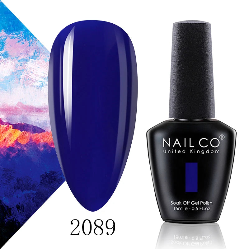 NAILCO 15ml Color Gel Nail Polish Soak Off, Hybrid Varnishes Manicure, UV&LED Nail Gel Semi Permanent Lacquer Base Top Coat.