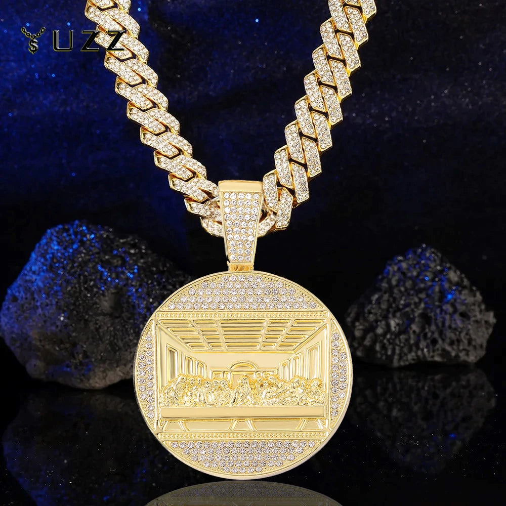 New Last Supper Pendant Chain Necklace, With 14mm Iced Out Fashion Hip Hop Men Charm Pendant.