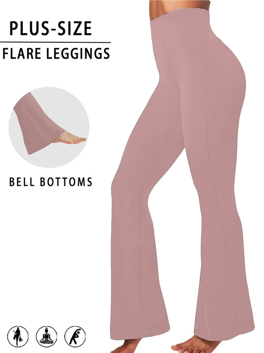 Plus Size Women's Super Soft High Waisted Flare Pant, Soft Bootleg Bell Bottoms.