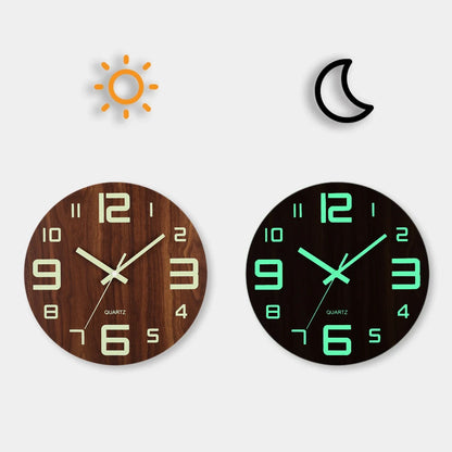 12 Inch Luminous Wall Clock Non Ticking  With Night Light