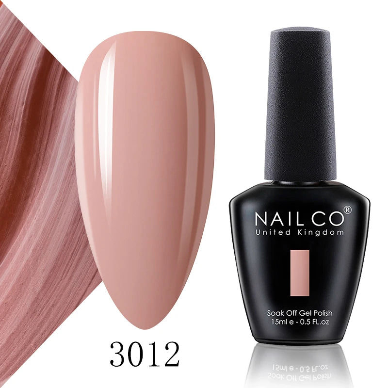 NAILCO 15ml Color Gel Nail Polish Soak Off, Hybrid Varnishes Manicure, UV&LED Nail Gel Semi Permanent Lacquer Base Top Coat.