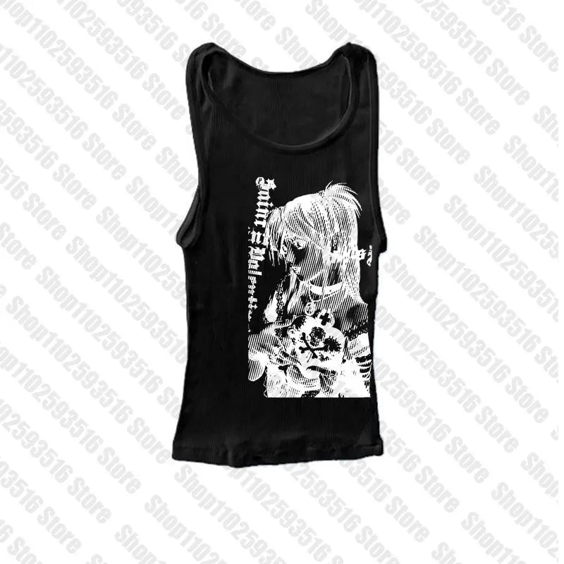 Y2k anime Streetwear O-neck 90s Text Printing , Simple Vintage Crop Aesthetic T-shirt.