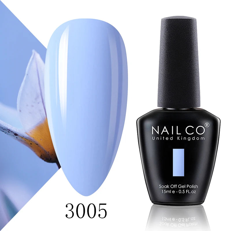 NAILCO 15ml Color Gel Nail Polish Soak Off, Hybrid Varnishes Manicure, UV&LED Nail Gel Semi Permanent Lacquer Base Top Coat.