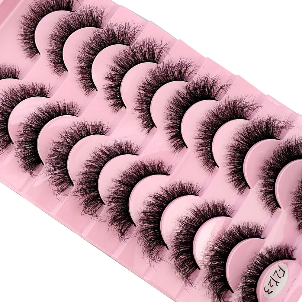 10 Pairs Faux Mink Eyelashes Handmade  Natural  Simulation  3D Curly Eyelashes