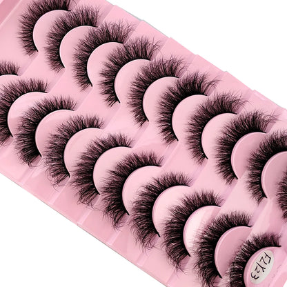 10 Pairs Faux Mink Eyelashes Handmade  Natural  Simulation  3D Curly Eyelashes