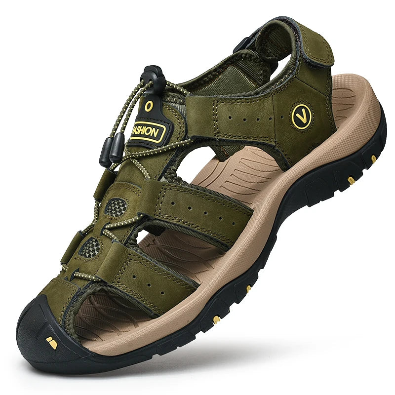 Summer Men Sandals Genuine Leather Casual Shoes Outdoor Beach Shoes Plus Size 38-48.