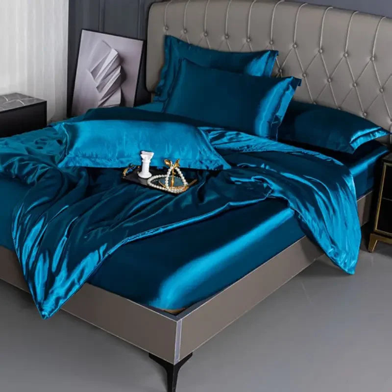 Pure 100% Silk Comforter Bedding Sets 4pcs King, Queen Size Bedding