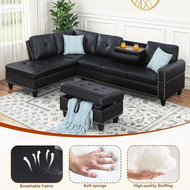 Sectional Couches for Living Room, L Shaped Couch 3-Piece Sectional Sofa Set for Living Room, and Small Apartment.