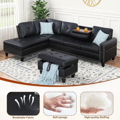 Sectional Couches for Living Room, L Shaped Couch 3-Piece Sectional Sofa Set for Living Room, and Small Apartment.