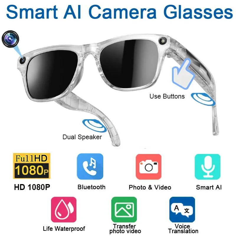 Xiaomi 8KHD AI Smart Glasses, Photochromic, Multifunction, Bluetooth Calling ,Voice Assistant Music Player.