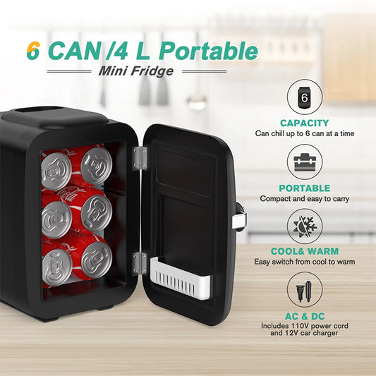 Mini-réfrigérateur Crownful 4L 110V, 220V, pour cosmétiques et soins de la peau, réfrigérateur chauffant/refroidissant AC/DC, mini-réfrigérateur de voiture.