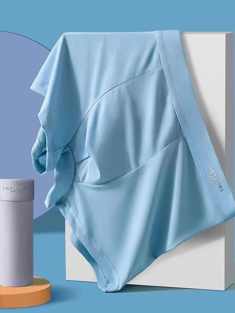 4pcs Boxer Shorts Men Ice Silk Underwear, Male Underpants Breathable, Sexy Thin Panties L-6XL.