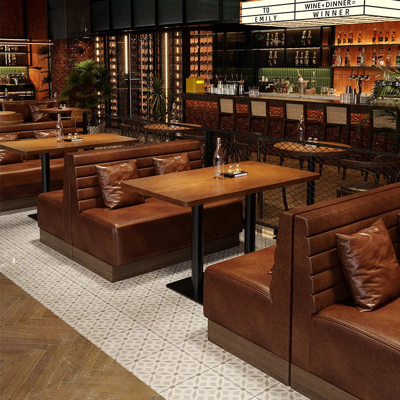 Retro Bar Dining Table and Chair Combination, Booth Table Chair, Dining