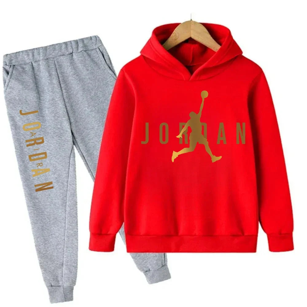 Warm Slam Dunk Master Pattern Printed Children Set, Hoodie+Pant Suit 2pcs Set.