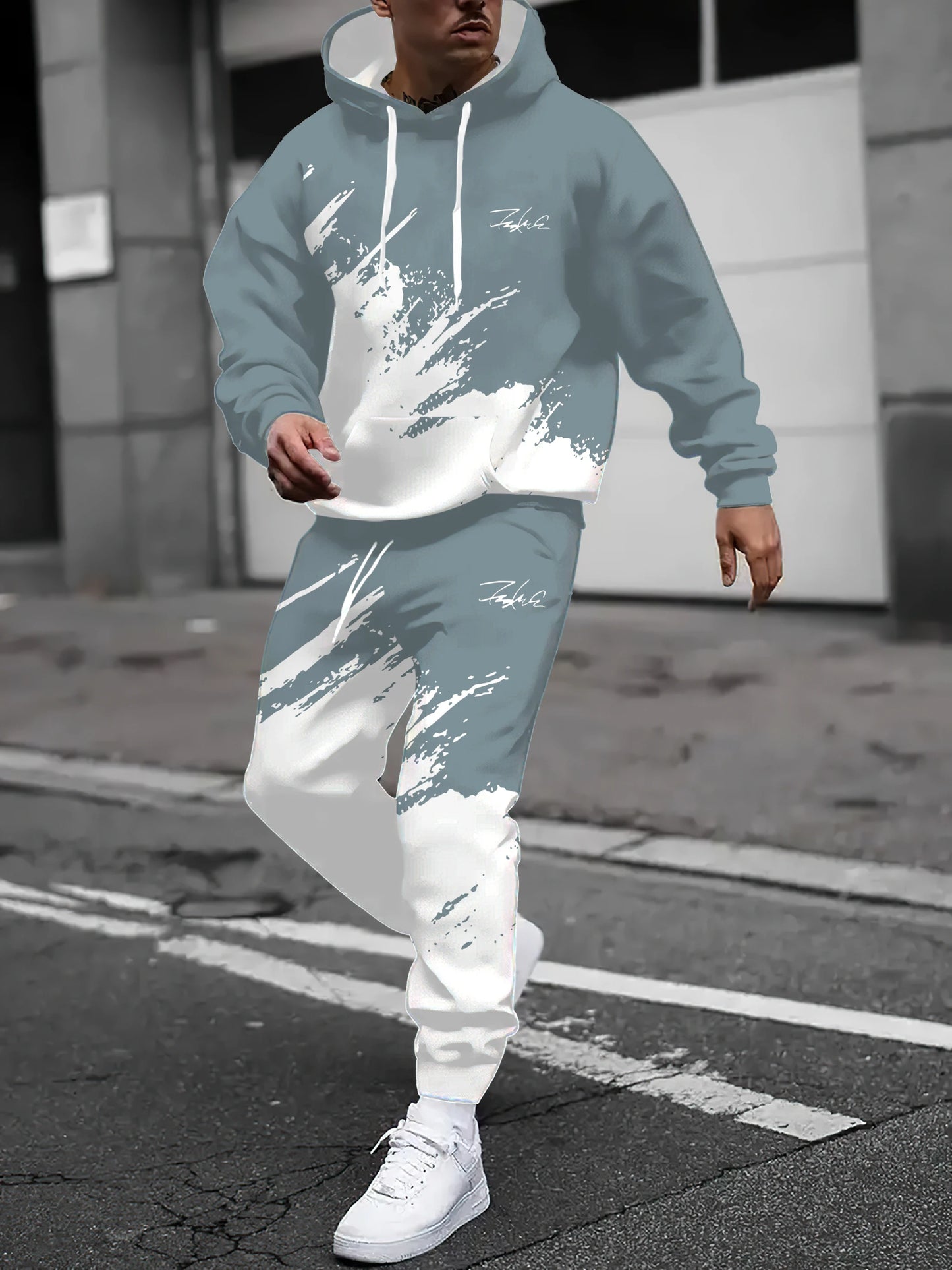 2025 Spring and Autumn, New Men hoodie set casual roller skating, 3D printed street men wear.