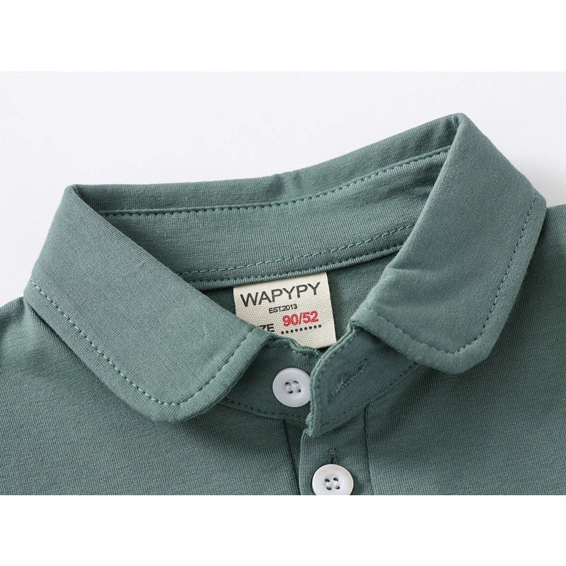 Boys Cotton Polo Shirts Children Kids Girl T shirt 2025,White Solid ColorTops