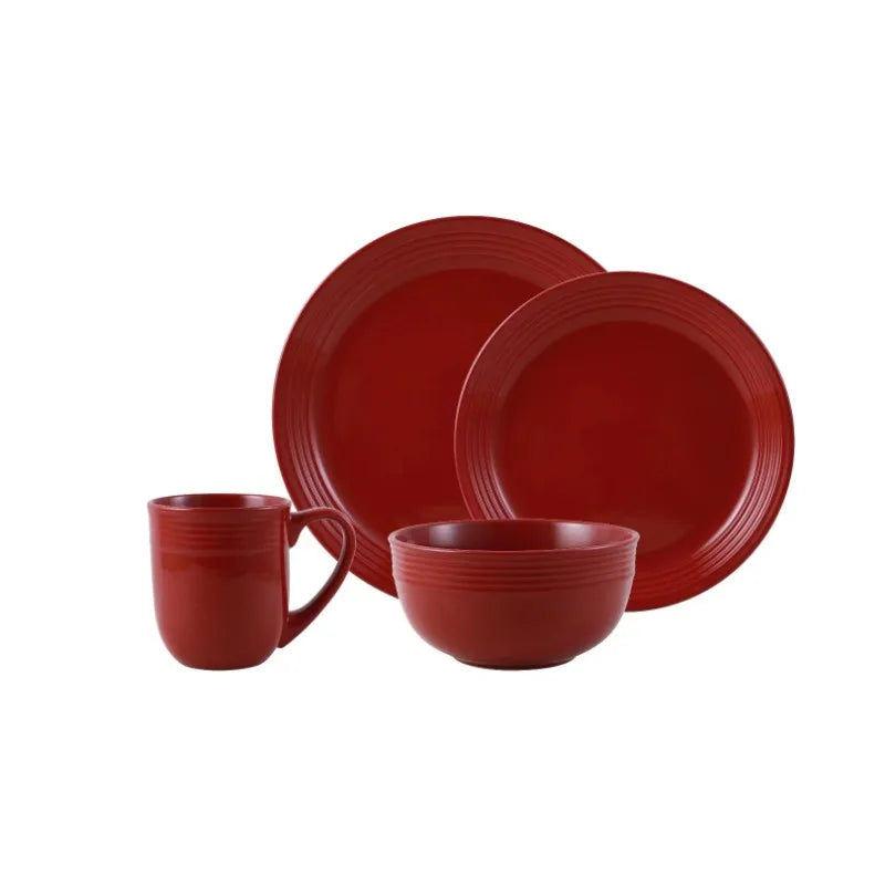 Beautiful 16-piece earth ware tableware set, available in multiple colors, easy to clean, suitable for home use.