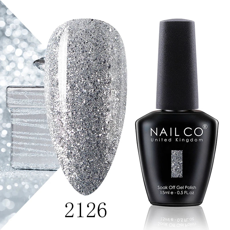 NAILCO 15ml Color Gel Nail Polish Soak Off, Hybrid Varnishes Manicure, UV&LED Nail Gel Semi Permanent Lacquer Base Top Coat.