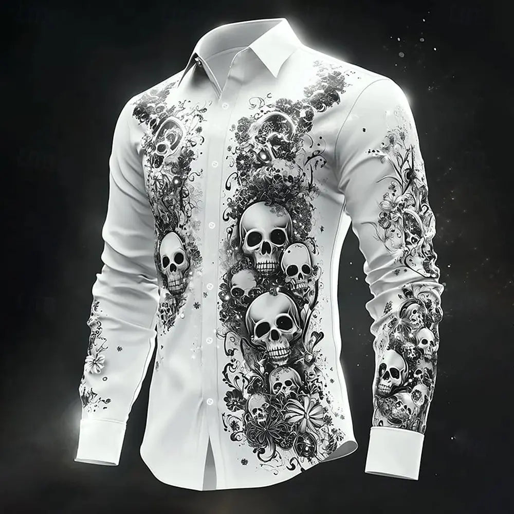 Hip Hop Skull Print Men Streetwear 2025 Long Sleeve Graphic.