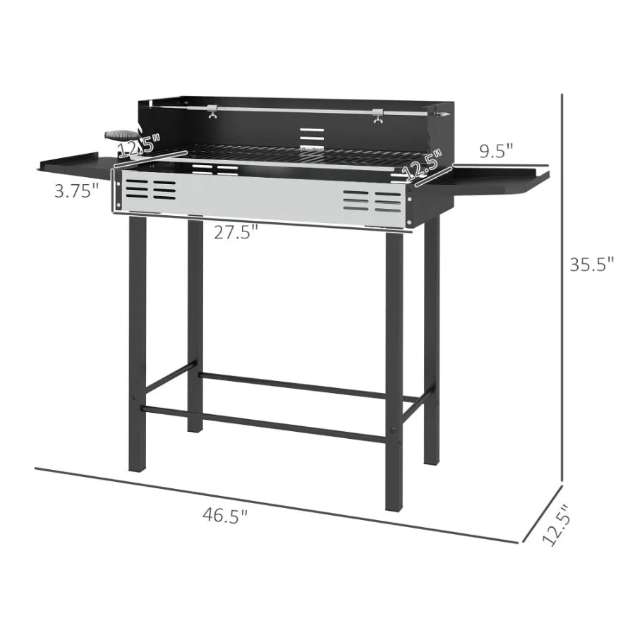 BBQ Rotisserie Charcoal Grill for Chicken Turkey  3Level Grate Storage Shelves Stainless Steel.