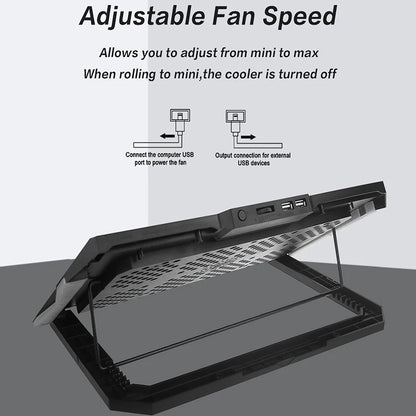 Laptop Cooling Pad with Cooler Fans, Lighting and Phone Holder for 15-19 inch Laptops