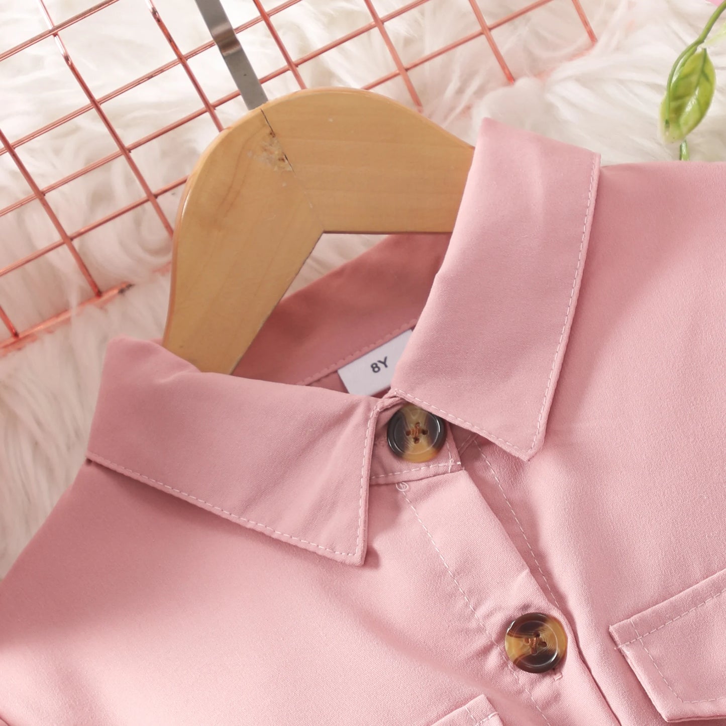 Tween Girls Stylish & Casual Long Sleeve, Solid Colored Button Up Lapel, Dress With Belt & Pockets.