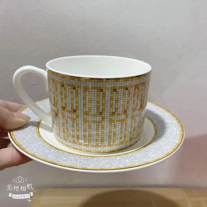 Gift Box Set 12Pcs Ceramic Espresso Coffee Cup Striped Dot