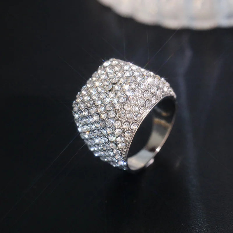 Hip Hop Style Trendy Men Rings, Iced Out Bling Cubic Zirconia Geometry Ring.